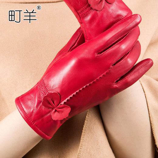 JZ-手套冬季女士保暖手套户外羊皮手套加绒加厚海宁手套厂家 商品图2