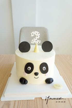 「女孩」可爱熊猫 翻糖装饰