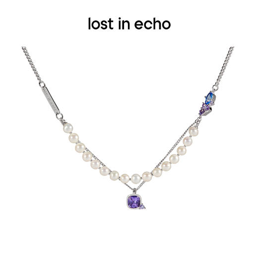 泫雅同款lost in echo 原创设计师品牌 珍珠彩钻吊坠双层项链 商品图3