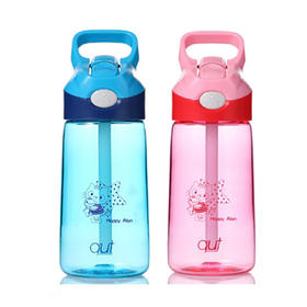 库特运动水杯qut 库特大容量便携随手杯学生成人户外运动水杯塑料夏季儿童水杯吸管杯带提手杯