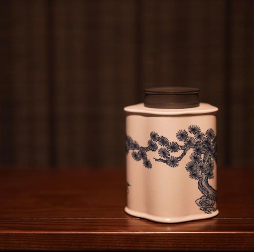 梵山堂景德镇茶叶罐茶仓苏打釉收回青花山水诗文中式陶瓷茶罐高端茶罐 商品图8