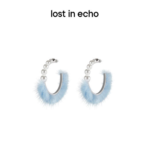 lost in echo 原创设计师品牌 珍珠渐变大环绒毛耳环 商品图1