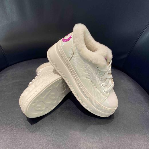 lfgj jeans AE702 加绒加厚小白鞋冬季新款女鞋内增高松糕底厚底舒适真皮百搭 商品图8