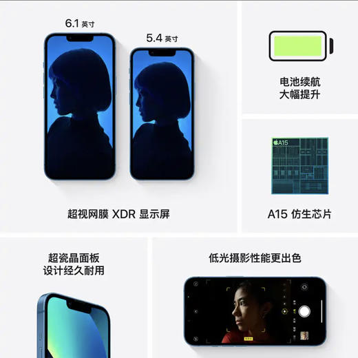 Apple iPhone 13 支持移动联通电信5G 双卡双待手机 蓝色 128GB【标配】 商品图6