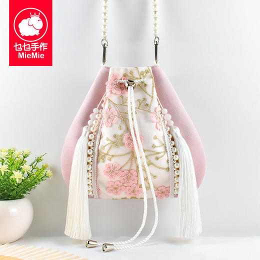 原创古风汉服斜挎手提布包森系民族风配古装小仙女丝绒小荷布包袋 商品图1