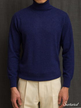 Dalmo 藏蓝羊绒高领毛衣
