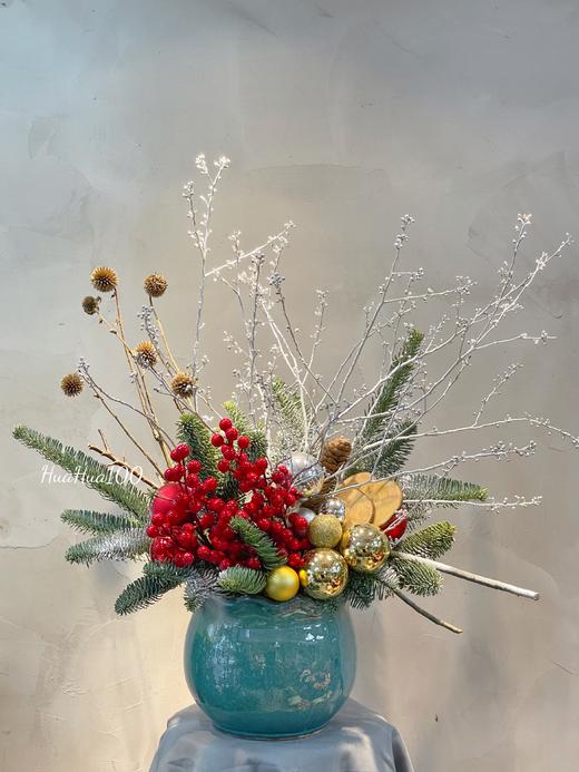 圣诞礼丨圣诞设计款插花冬青松枝棉花 商品图1