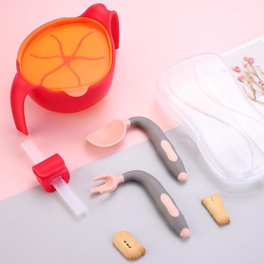 【餐具套装】开优米kiuimi宝宝学吃饭训练叉勺婴儿可弯曲辅食勺子叉子儿童餐具套装带收纳盒 商品图5