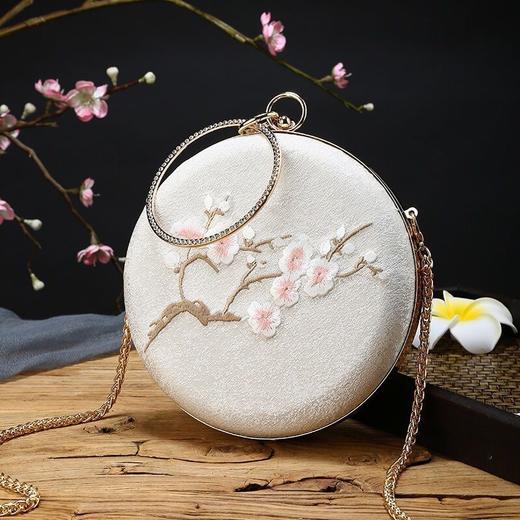 女单肩斜跨包2021新款汉服古风包包链条小圆包旗袍刺绣配饰口金包 商品图2