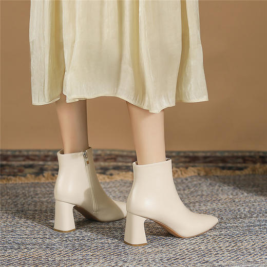 ZHR短靴女2021新款尖头切尔西靴粗跟百搭靴子加绒女靴气质高跟靴 商品图1