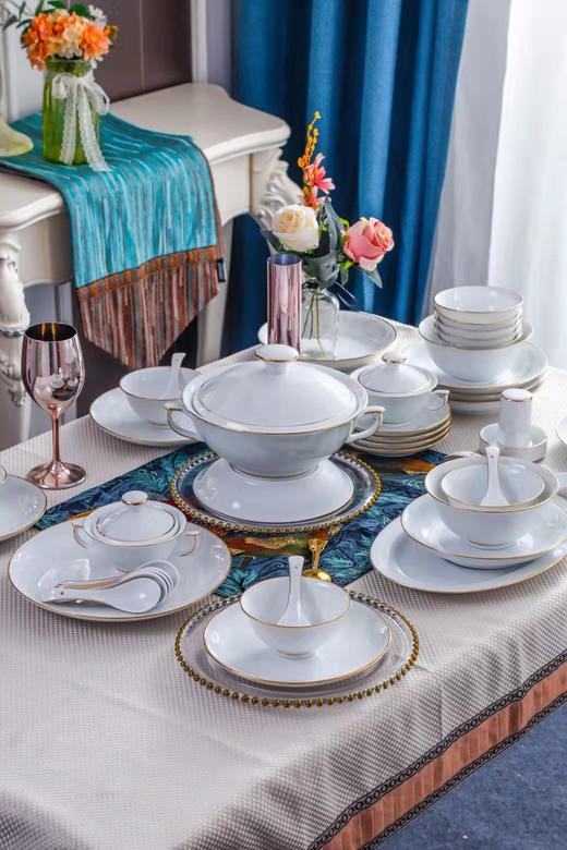 58头青釉高白瓷餐具 商品图0