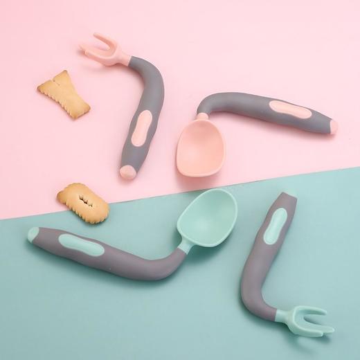 【餐具套装】开优米kiuimi宝宝学吃饭训练叉勺婴儿可弯曲辅食勺子叉子儿童餐具套装带收纳盒 商品图1