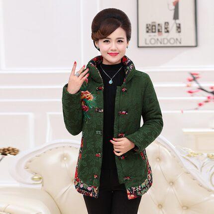 AA SC绣花棉衣加绒加厚妈妈冬装棉袄奶奶唐装棉衣老人民族风 商品图1