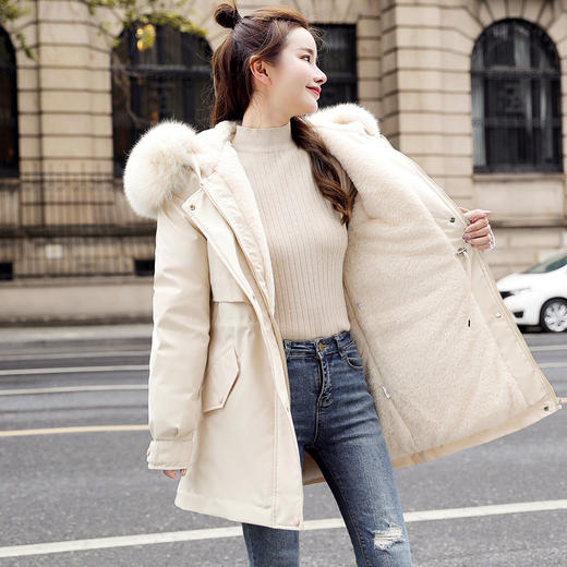 加厚加绒连帽大毛领修身保暖派克服外套 HR- XYFS6217 商品图5