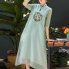 上海旗袍厂KDS-1137春季新款中国风复古立领中袖绣花宽松中长款连衣裙 商品缩略图3