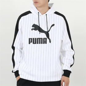 彪马PUMA  卫衣男装运动服加绒保暖休闲连帽竖条纹T7拼接衣套头衫男式卫衣 53017902