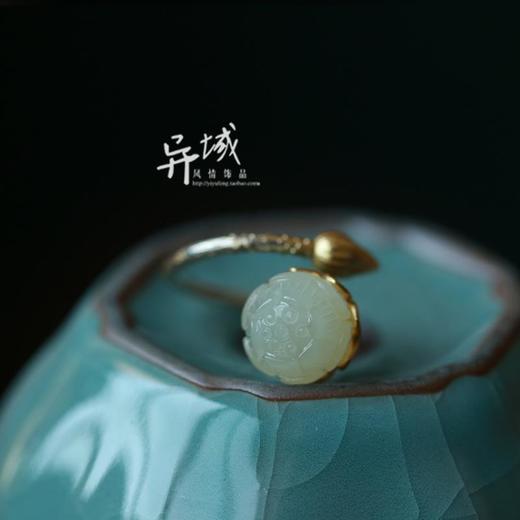 【夏恋。】银烧蓝饰品镶嵌莲花复古女款戒指指环 商品图1