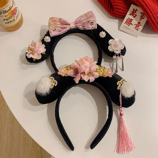 女宝宝新年头饰古风旗头发箍儿童唐装发卡女童中国风发饰格格头箍 商品图6