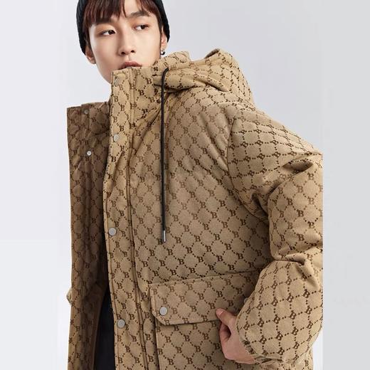 B1ACB4315太平鸟男装羽绒服2021冬季新款休闲宽松连帽外套格纹潮 商品图1