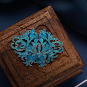 原创s925银手工花丝镶嵌点翠胸针女孤品捡漏复古宫廷风简约百搭款