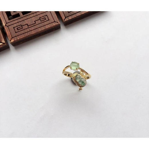 玉圆蛋小葫芦戒指新款精美精致女款开口戒托气质款 商品图3