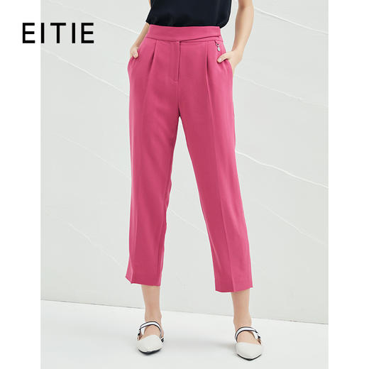 EITIE爱特爱春夏新款女装修身高腰直筒裤子小脚裤休闲6505210 商品图0