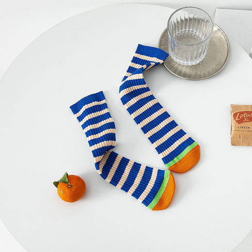 【3双装 潮童穿搭单品】儿童袜子秋冬新款条纹小腿袜 韩版男女童时尚堆堆袜潮袜中筒袜 商品图9