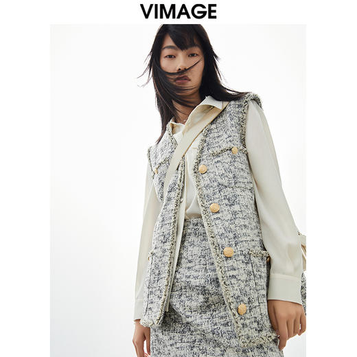 VIMAGE/纬漫纪春季新款时尚百搭马甲外套V1703314 商品图2