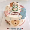 小动物卡通蛋糕（备注要什么小动物以及要画生日帽的小动物，无备注则按原图）-低糖处理无添加 商品缩略图0