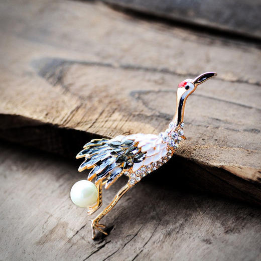 古典中国风珐琅仙鹤胸针胸花气质复古情侣别针大衣旗袍配饰女礼物 商品图2