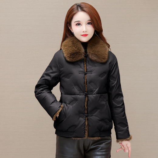 QYM-YJY-21MT68-L新款时尚优雅气质翻领长袖短款保暖羽绒服外套 商品图3