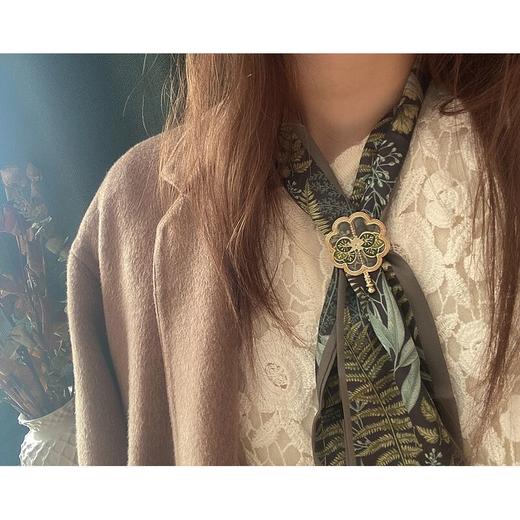 轻罗小扇~意境超美!珐琅描金半透团扇优雅复古胸针胸花汉服配饰 商品图2