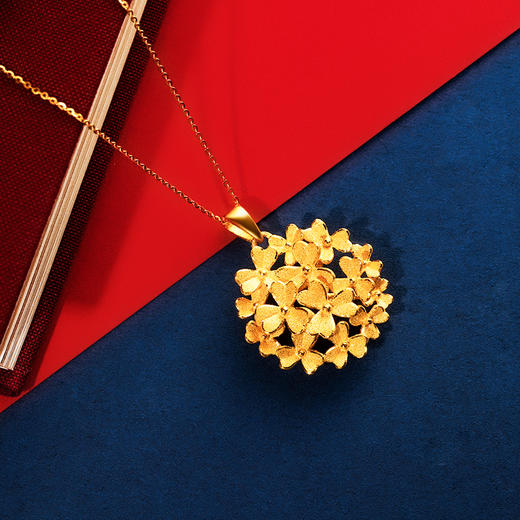千叶珠宝 三叶草黄金吊坠 足金爱心形花朵系列 无链 32402400333 商品图2