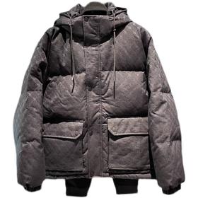 B1ACB4314鸟家男装2021冬季新款黑色百搭时尚宽松连帽保暖羽绒服