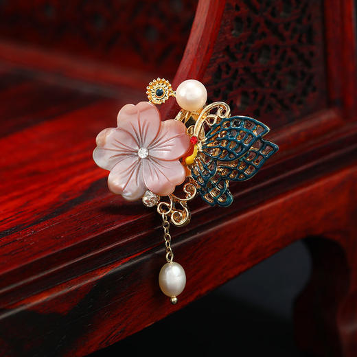 旗袍胸针挂件淡水珍珠流苏古风胸针汉服胸花中式古典国风配饰品女 商品图9