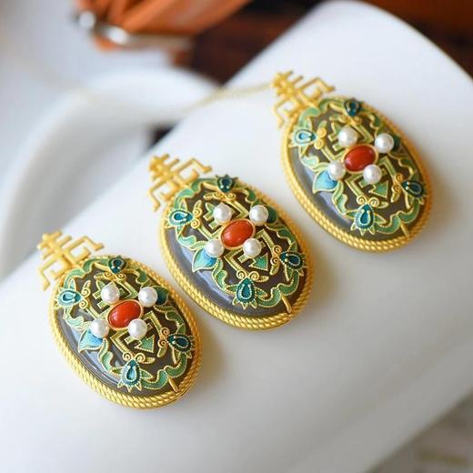 天然烟紫银镶嵌点缀珍珠南红玛瑙复古国风项链 商品图6