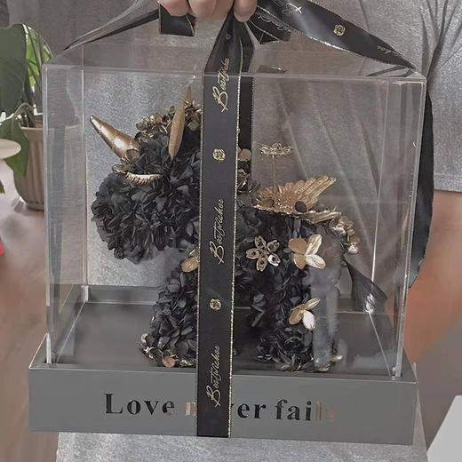 【黑金真爱永恒】黑色独角兽永生花【带礼盒包装】 商品图1