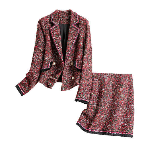 SJ-607气质小香风短款西装外套短裙两件套 商品图5