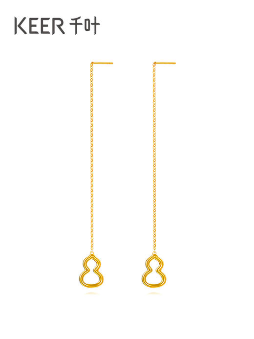 千叶珠宝5G黄金耳线足金葫芦耳饰福禄气质长款流苏耳环耳坠女39900026085 商品图1