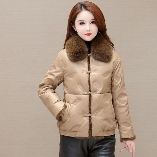 QYM-YJY-21MT68-L新款时尚优雅气质翻领长袖短款保暖羽绒服外套 商品图0