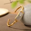 银镀金仿和田玉石复古竹节开口手环 商品缩略图3