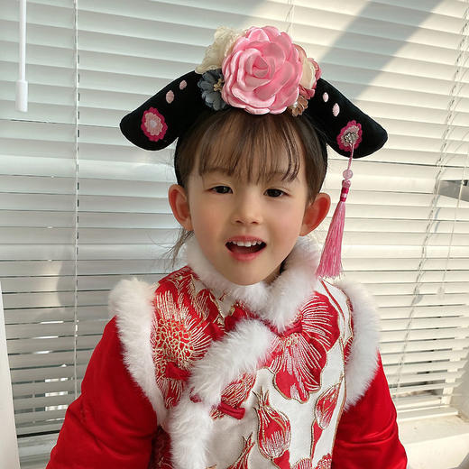 女宝宝新年头饰古风旗头发箍儿童唐装发卡女童中国风发饰格格头箍 商品图3