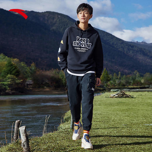 安踏连帽卫衣2021冬季新款情侣运动套头宽松长袖针织衫152218705 商品图2