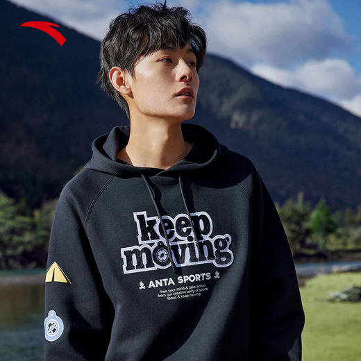 安踏连帽卫衣2021冬季新款情侣运动套头宽松长袖针织衫152218705 商品图3