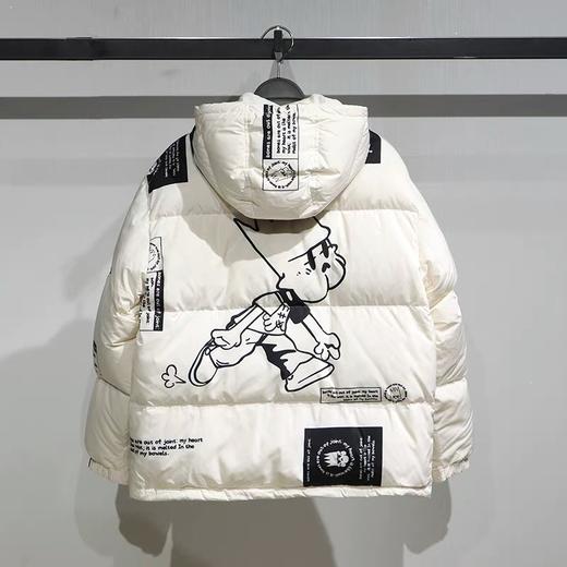 太平鸟男2021冬时尚大印花白色羽绒服B2ACB4391 商品图1