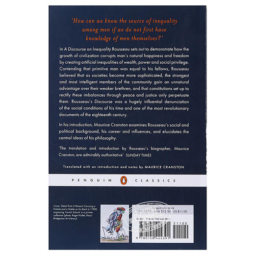【中商原版】卢梭：论人类不平等的起源和基础 英文原版 Discourse on Inequality 商品图1