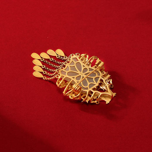 天然和田玉南天门胸针镶S925纯银复古流苏胸花奢华冷珐琅胸针饰品 商品图9