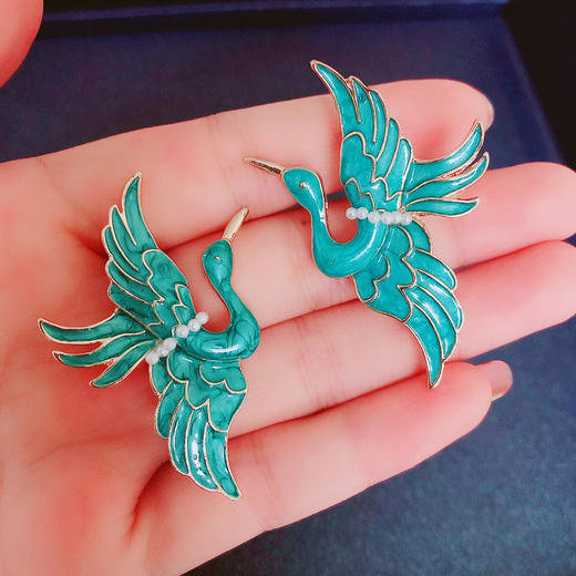 古典中国风珐琅仙鹤胸针胸花气质复古情侣别针大衣旗袍配饰女礼物 商品图5
