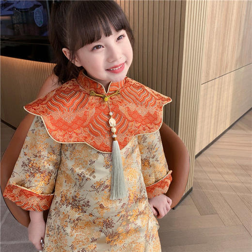 女童旗袍冬装儿童加厚连衣裙中国风复古儿童裙小女孩新年裙子国潮 商品图2