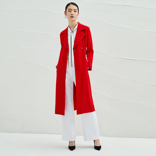 EITIE爱特爱女装秋款商场同款简洁系带收腰显瘦通勤纯色风衣5604304 商品图8